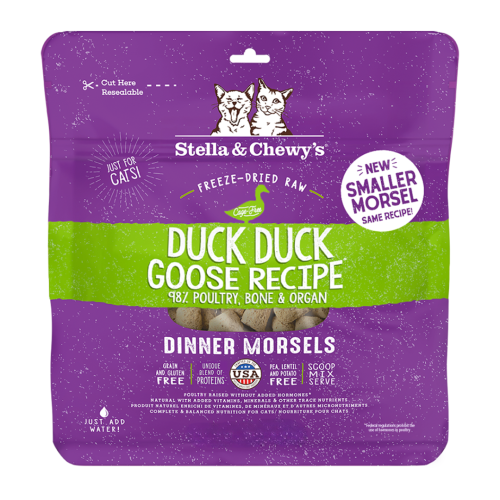 Stella & Chewy's CAT Freeze Dried 08oz Duck & Goose 凍乾生肉貓咪主糧 鴨朋鵝友 鴨肉及鵝肉配方 8oz(226g)中 (正價$255) 新舊包裝隨機 (EXP: 03/3月/2027)